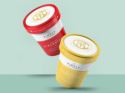 Simply Ice Cream Redesign brand design gold graphics ice cream logo luxury mockup monogram packaging pattern product