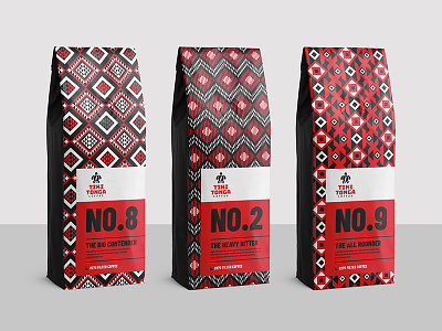 Tiki Tonga Coffee Redesign black brand branding design logo packaging pattern product red type typography white