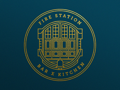 Fire Station Logo badge brand branding circle crest doors identity illustration lines logo mark symbol