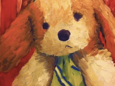 Spot the Doggie oil painting stuffed animal