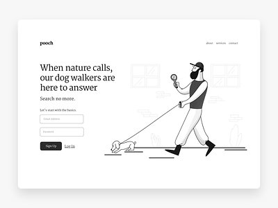 Pooch Sign Up Page Design clean illustration landing minimal product design sign up sign up ui ui user experience user interface ux web web design white
