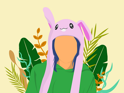 Bunny ears Tranding k-pop with nature Tropical branding character design flat identity illustration illustrator lettering minimal type