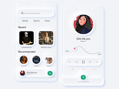 App UI app app ui app ui ux clean design ios minimal minimal design music app ui neumorphism skeuomorph skeuomorph app skeuomorphism ui ui design white