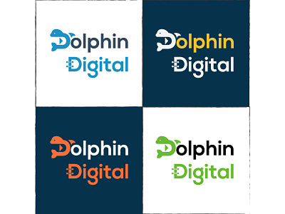 Logo Dolphin Digital black blue branding clean creative design digital logo dolphin digital dolphin logo graphic design green illustrator logo red vector yellow