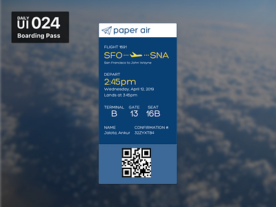 Daily UI 024 - Boarding Pass 024 boarding pass daily 100 challenge ui