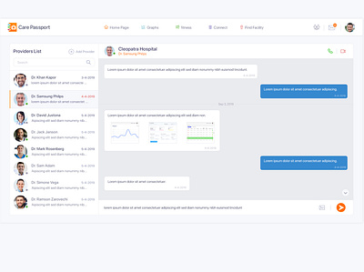 023 Patients Portal Dashboard Chat Message With Call chat ui doctor healthcare hospital list view medical care medical design patient website design