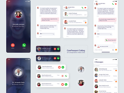 CarePassport Calling UI Components Video Chat appointment calling calling video chat doctor healthcare hospital medical care medical design message patient ui ui components ux video chat