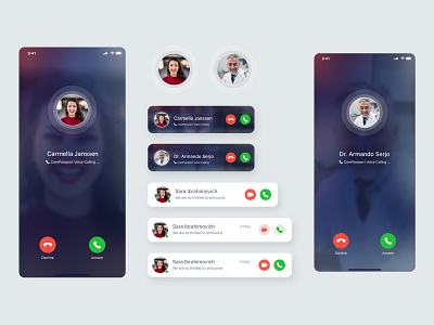 CarePassport App Calling UI Components Video call answer call appointment calling doctor healthcare hospital masse medical care medical design patient ui ux video call