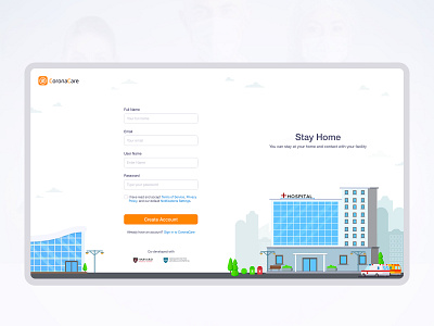 CoronaCare Portal - Sign in 02 Create Account appointment corona covid 19 create account doctor healthcare hospital login medical care medical design patient sign in ui ui form