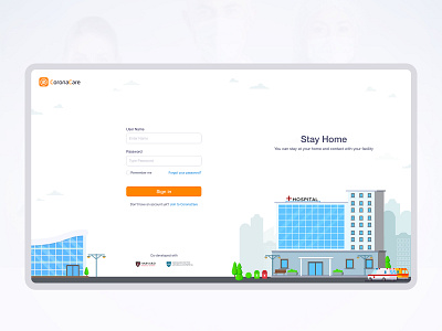 CoronaCare Portal - Sign in 01 appointment corona covid 19 create account doctor healthcare hospital login medical care medical design patient registration sign in ui ui form