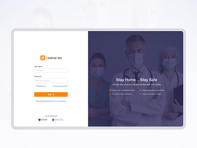 CoronaCare Portal - Sign in 05 appointment corona covid 19 create account doctor form healthcare hospital login form medical care medical design patient registed registration ui form