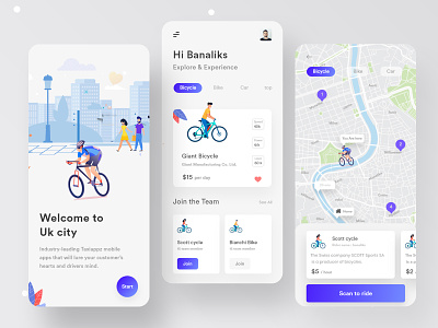 Cycling App app app design bicycle app clean logo delivery truck interface mobile product design ride app ride share ui ux