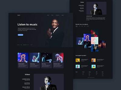 Music Landing page 2019 trends animation dark fashion flat design homepage landing page music landing page music website ui web website