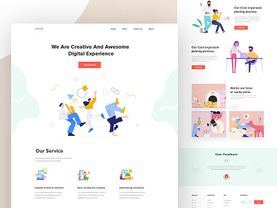 Creative agency landing page agency business clean creative creative agency digital agency features footer header homepage illustration minimal onepage service ui ux website