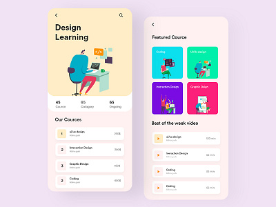 Design Learning App 2019 trends app app design design learning app education app illustration ios app learning app minimal ui ux