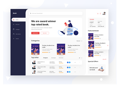 Books Store Web App application books store web app dashboard illustration interaction product design reading store app user web app web design