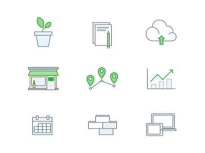 Icons calendar cloud graph icons lego plant store