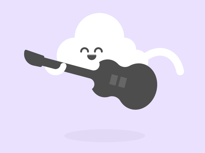 Cloud Rock animation cloud confetti delight flat guitar illustration land vend