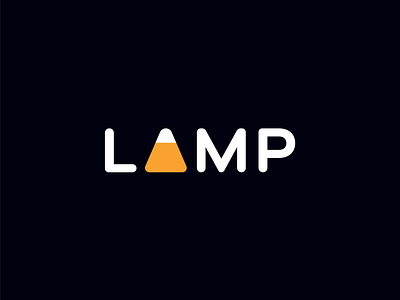 Lamp logo branding clean dark blue flat icon illustration logo mark smart word typography vector word art yellow
