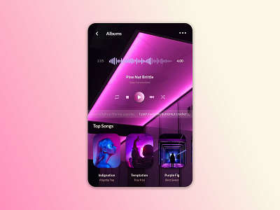 Music App UI dark mode design glow in the dark music app playlist purple spotify ui ui ux user experience user interface winamp