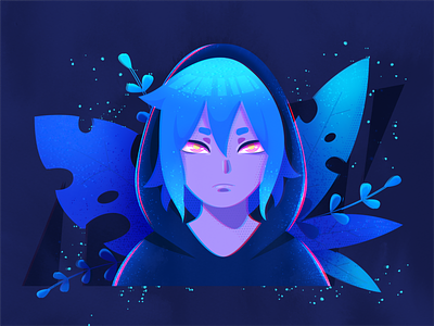 Rainy Day anime art blue character character art character creation design digital illustration light male vector