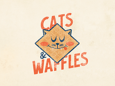 CATS & WAFFLES belga belgium breakfast cat cats logo pet waffle waffles
