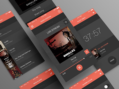 Radio streaming platform app ios iphone kickpush label mobile music player radio ui white