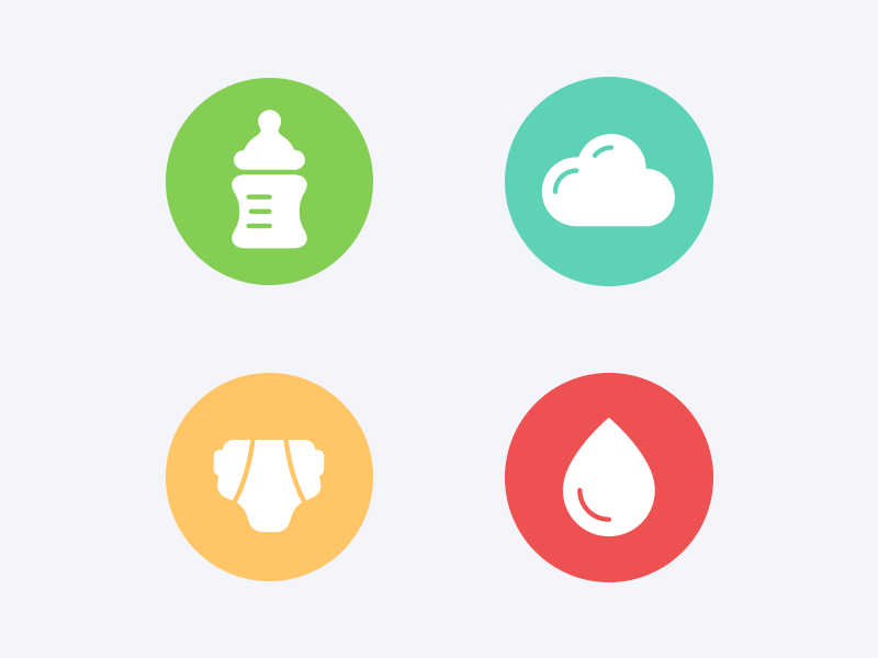 Baby Icons baby branding diaper feeding health iconography icons illustrator kickpush nappy parenting sleeping