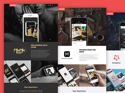 Web case studies app design flat iphone kickpush mockup page portfolio ui web webdesign website