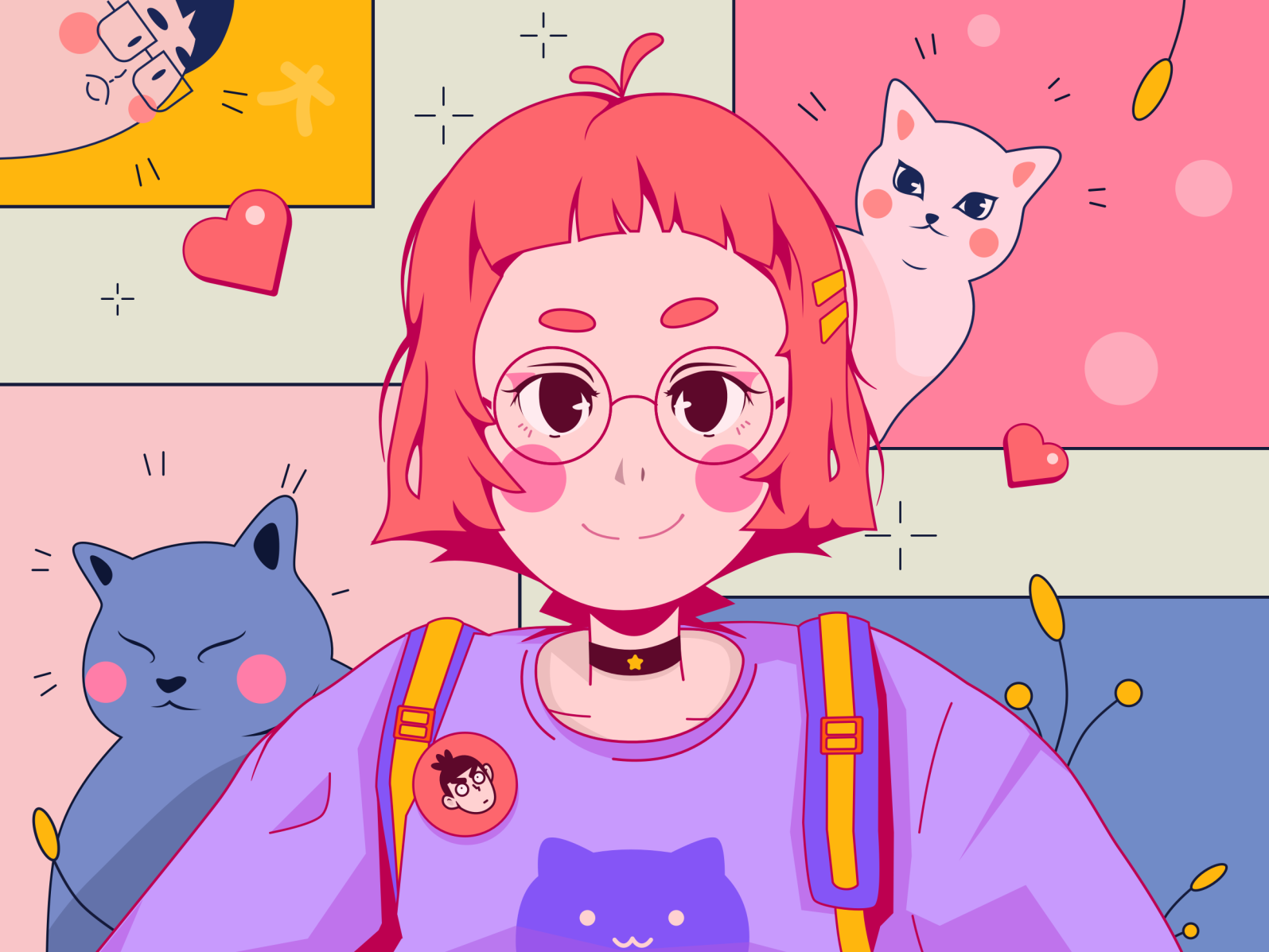 For my girlfriend and two kittens~ by 咸懿 on Dribbble