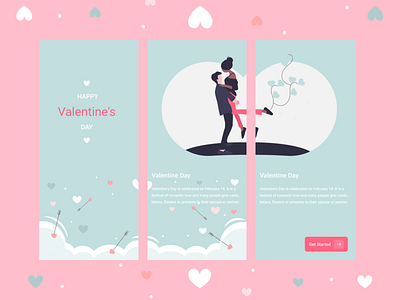 Valentine day app design figmadesign illustration illustrator photoshop ui uiux ux valentine day vector website
