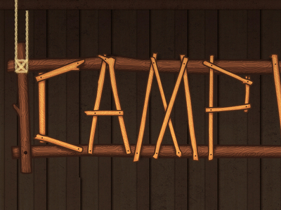 Camp Waters Wedding Sign camp illustration twine wedding wood wood pattern