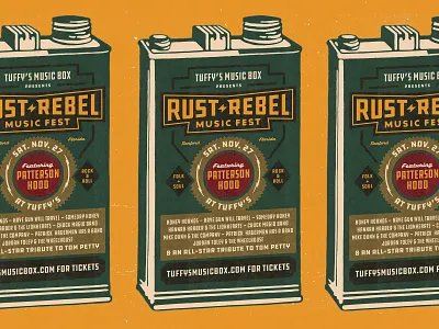 Rust + Rebel Music Fest Poster band poster branding ddc fonts logo logo design music festival poster poster design rock n roll screenprint poster type typography