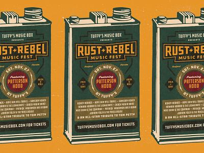 Rust + Rebel Music Fest Poster band poster branding ddc fonts logo logo design music festival poster poster design rock n roll screenprint poster type typography