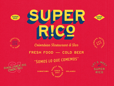 Super Rico Scraps badge branding design logo texture type typography vector