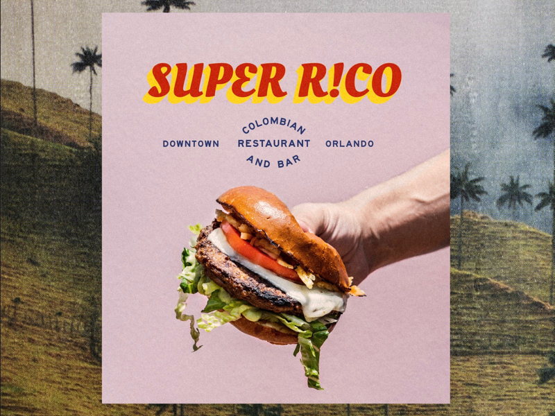 Super Rico Brand Option food restaurant type lockup typography photography branding
