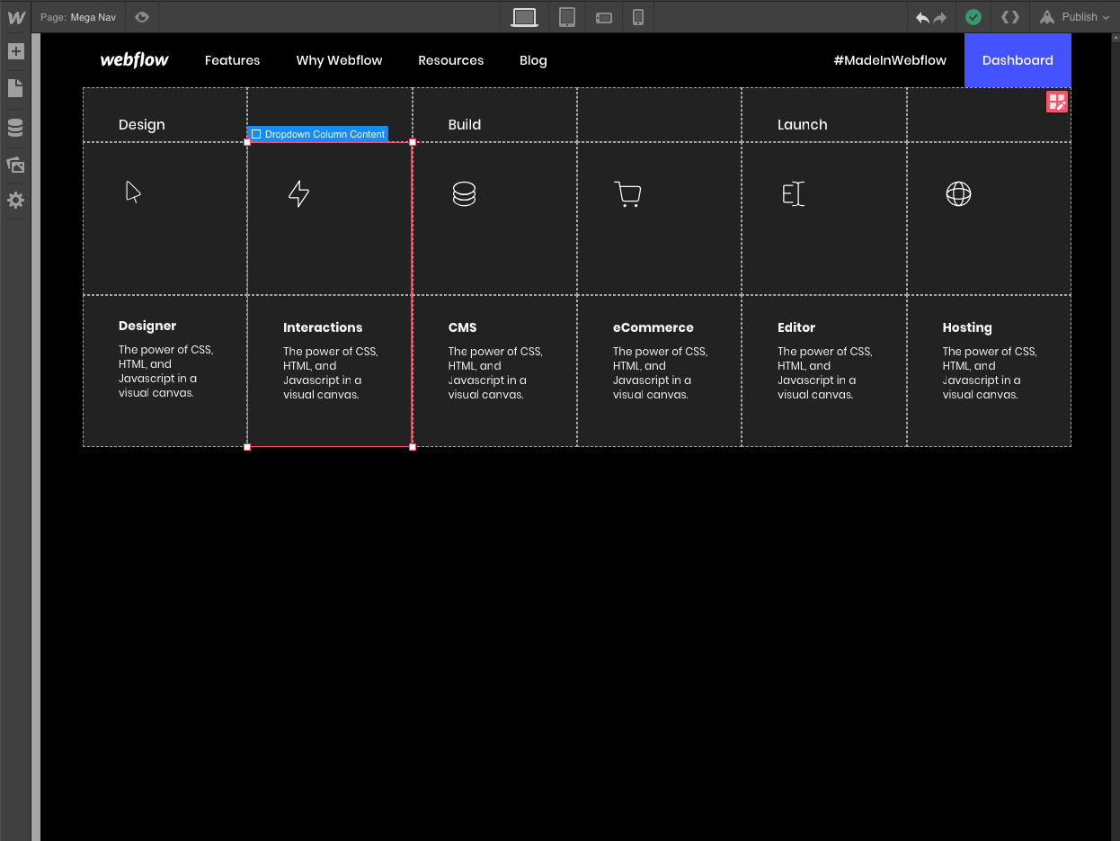 Recreating flow's Mega Menu with CSS Grid by Seán Marsh on Dribbble