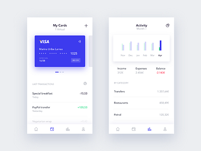 Finance App bank cards finance graphic iphone ui ux wallet