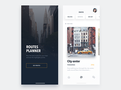Routes Planner - Travel app app city clean concept design flat guides ios iphone minimal travel typography ui ux vector