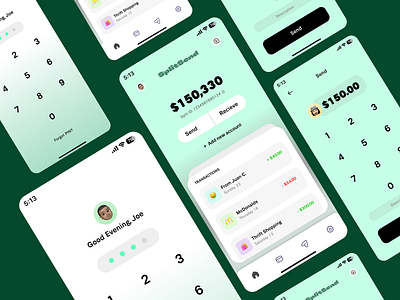 SplitSend app concept app banking branding design fintech p2p receive send ui