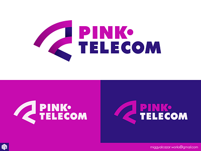 Pink Telecom CONCEPT branding company concept conceptual design illustration logo mobile philippines pink provider purple satellite service signal telecommunication telephone vector