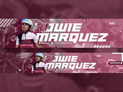Rowie Marquez (Cyclist Youtuber) Youtube Banner athlete athletic banner bike cover cycling cyclist lines maroon roto youtube