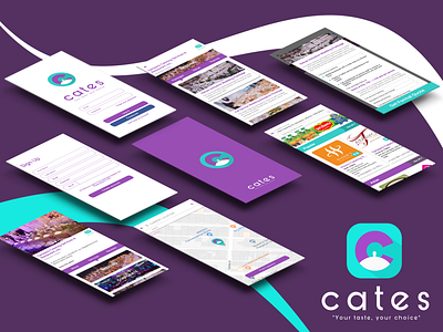 CATES online catering app app blue branding cater catering concept cooking design food kitchen navigation online philippines reservation restaurant tamayo ui ux vector violet