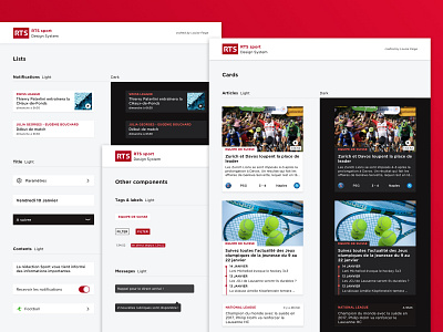 RTS sport app - Design System app cards darkmode design system mobile app sport ui ux