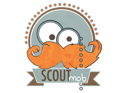 Scoutmob branding design illustration logo mustache print