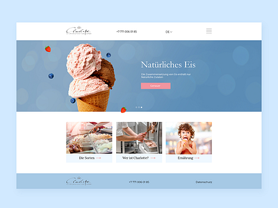 The website of the manufacturer of ice cream