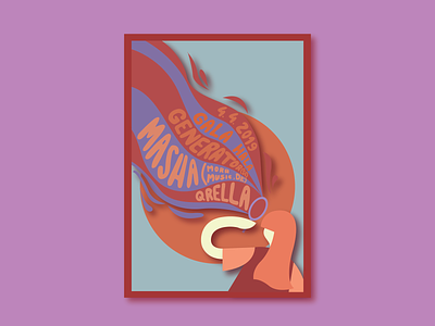 Masha Qrella + Generator adobe blowing bubbles colour concert design girl graphic design illustration poster poster art typography vector