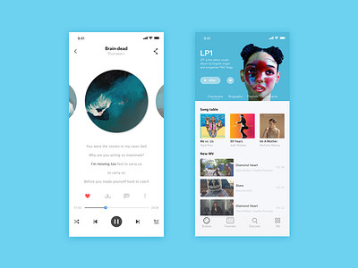 Music Design app blue design ui