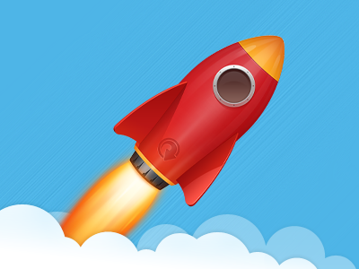 Rocket banner blue cloud icon icons photoshop red rocket sinkin sky ui