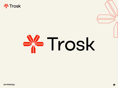 Trosk | Modern, memorable, minimal logo abstract brand identity branding for sale iconic initials logo logo logodesign logotype minimal modern mtidesign renewable energy solar startup sun sustainable technology tree wind power